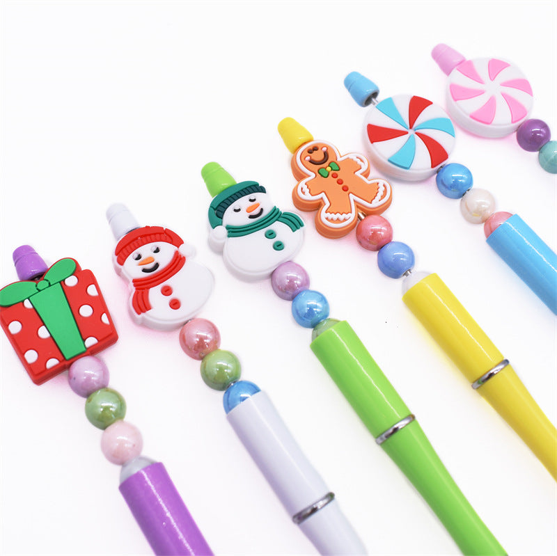 Wholesale Random 100pcs Cartoon Christmas Gingerbread Man Snowman PVC Soft Rubber Beads